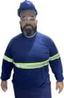 Camiseta Plus Size Manga Longa RESISTENTE com Faixa Refletivo Malha Fria Uniforme Profissional Sinalização Eletricista Construção