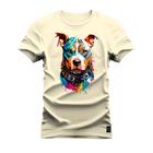 Camiseta Plus Size Premium Estampada Algodão 30.1 Dog Olhar Colors