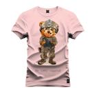 Camiseta Plus Size Premium Estampada Urso Bomber