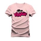 Camiseta Plus Size T-Shirt Algodão Premium Estampada Coqueiro California