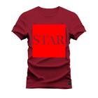 Camiseta Plus Size T-Shirt Algodão Premium Estampada Star Red