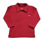 Camiseta polo longa vermelho com botões liso