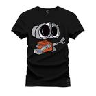 Camiseta Premium Algodão Confortável Estampada Wall-e