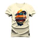 Camiseta Premium Estampada Algodão 30.1  Car Muscle Sol