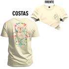 Camiseta Premium T-Shirt Algodão Estampada Unissex Urso Florido Frente e Costas