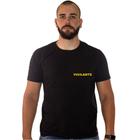 Camiseta Preta Segurança Escrito Amarelo Vigilante Escolta