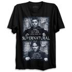 Camiseta Preta Supernatural irmãos Sam e Dean Winchester Little Bomber.