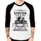 Camiseta Raglan Alguns vovôs jogam bingo, vovôs de verdade andam de motocicleta Manga 3/4 - Foca na Moda