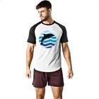 Camiseta Raglan Animais marinhos Golfinho silhueta sunset