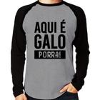 Camiseta Raglan Aqui é galo  Manga Longa - Foca na Moda