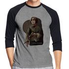 Camiseta Raglan Arya Stark Valar Morghulis Manga 3/4 - Foca na Moda