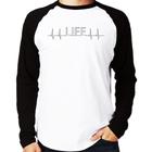 Camiseta Raglan Batimentos Cardíacos Life Manga Longa - Foca na Moda