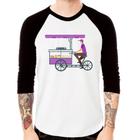 Camiseta Raglan Bike Food Manga 3/4 - Foca na Moda