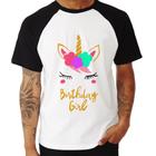 Camiseta Raglan Birthday Girl - Foca na Moda