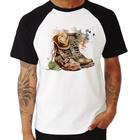 Camiseta Raglan Botas e Chapéu Retrô - Foca na Moda