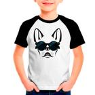 Camiseta Raglan Buldogue Francês Cachorro Branca Infantil09