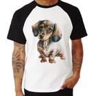 Camiseta Raglan Cachorro Dachshund - Foca na Moda