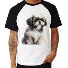 Camiseta Raglan Cachorro Shih Tzu Filhote - Foca na Moda