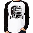 Camiseta Raglan Caminhão Heavy Cargo Caminhoneiro Manga Longa - Foca na Moda