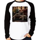 Camiseta Raglan Carro antigo na cidade Manga Longa - Foca na Moda