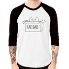 Camiseta Raglan Cat Dad Manga 3/4 - Foca na Moda