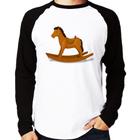 Camiseta Raglan Cavalinho De Pau Manga Longa - Foca na Moda