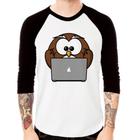 Camiseta Raglan Coruja Internauta Manga 3/4 - Foca na Moda