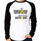 Camiseta Raglan Dare to be different Manga Longa - Foca na Moda