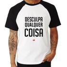 Camiseta Raglan Desculpa Qualquer Coisa - Foca na Moda