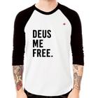 Camiseta Raglan Deus me free Manga 3/4 - Foca na Moda