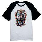 Camiseta Raglan Espirito lobo tribal americano