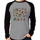 Camiseta Raglan Fast Food Manga Longa - Foca na Moda