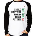 Camiseta Raglan Futebol que é bom, nada Manga Longa - Foca na Moda