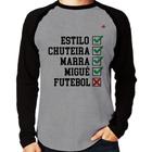 Camiseta Raglan Futebol que é bom, nada Manga Longa - Foca na Moda