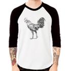 Camiseta Raglan Galo Desenho Manga 3/4 - Foca na Moda