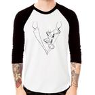 Camiseta Raglan Gato no terno Manga 3/4 - Foca na Moda