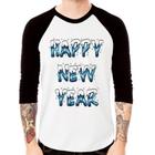 Camiseta Raglan Happy New Year Manga 3/4 - Foca na Moda