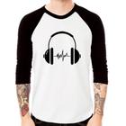 Camiseta Raglan Headphone Batimentos Manga 3/4 - Foca na Moda