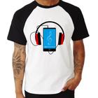 Camiseta Raglan Headphone Smartphone - Foca na Moda