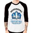 Camiseta Raglan Heisenberg Crystal Manga 3/4 - Foca na Moda