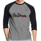 Camiseta Raglan História por amor Manga 3/4 - Foca na Moda