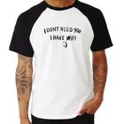 Camiseta Raglan I don't need you I have wifi - Foca na Moda