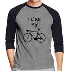 Camiseta Raglan I Like My Bike Manga 3/4 - Foca na Moda