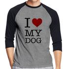 Camiseta Raglan I love My Dog Manga 3/4 - Foca na Moda