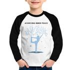 Camiseta Raglan Infantil Achieving Inner Peace Manga Longa - Foca na Moda