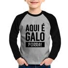 Camiseta Raglan Infantil Aqui é galo Manga Longa - Foca na Moda