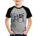 Camiseta Raglan Infantil Bateria Música - Foca na Moda