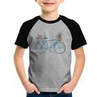 Camiseta Raglan Infantil Bicicleta e Flores - Foca na Moda