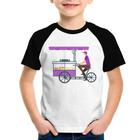 Camiseta Raglan Infantil Bike Food - Foca na Moda