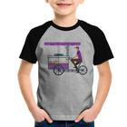 Camiseta Raglan Infantil Bike Food - Foca na Moda